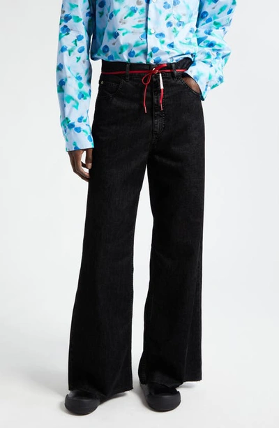 Shop Marni Denim Wide Leg Jeans In Black