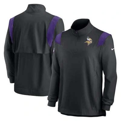 Shop Nike Black Minnesota Vikings Sideline Coach Chevron Lockup Quarter-zip Long Sleeve Top