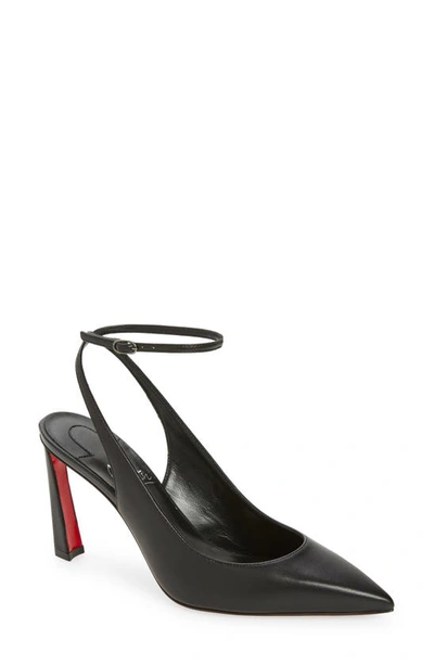 Christian Louboutin Condora Leather Red Sole Ankle-strap Pumps In Black