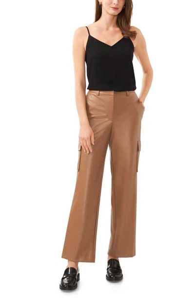 Shop Halogen Wide Leg Faux Leather Cargo Pants In Deep Taupe