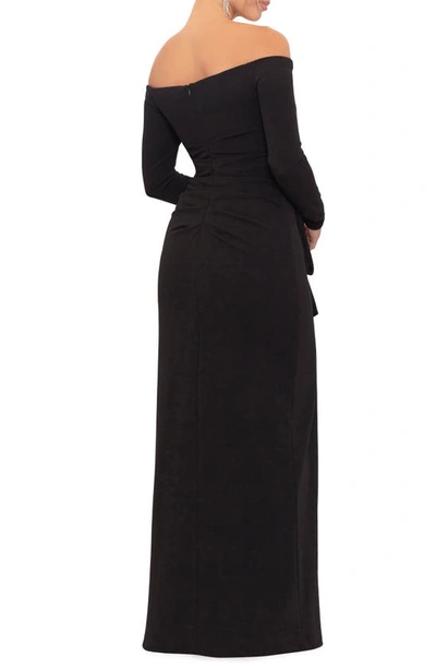 Shop Xscape Strapless Long Sleeve Column Gown In Black