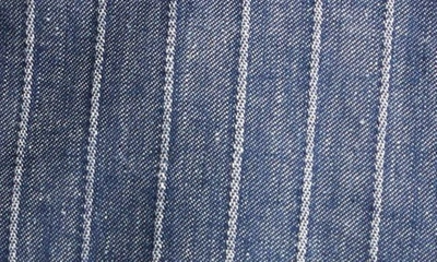 Eleventy Pinstripe Crop Linen & Cotton Blend Blazer In Blue