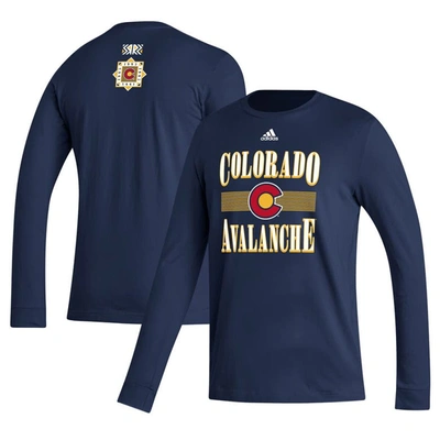 Shop Adidas Originals Adidas Navy Colorado Avalanche Reverse Retro 2.0 Fresh Playmaker Long Sleeve T-shirt