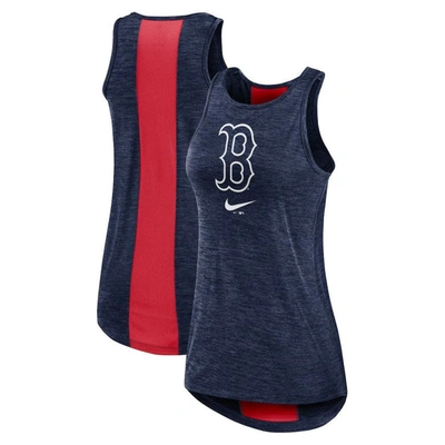 Shop Nike Navy Boston Red Sox Dri-fit Performance Right Mix High Neck Tank Top