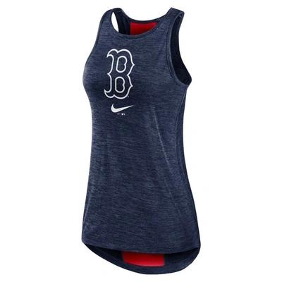 Shop Nike Navy Boston Red Sox Dri-fit Performance Right Mix High Neck Tank Top