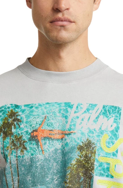 Shop Alpha Collective Palm Springs Cotton Graphic T-shirt In Vintage Grey
