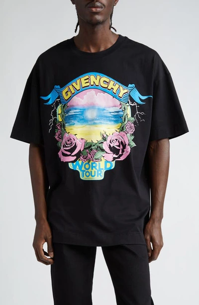 Shop Givenchy World Tour Graphic T-shirt In Black