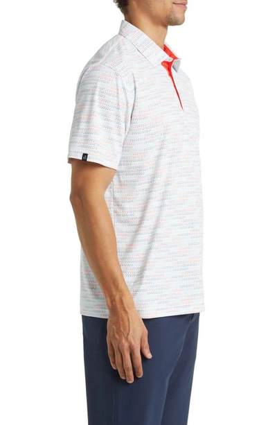 Shop Swannies Carlson Modern Fit Stripe Performance Golf Polo In Grey/ Coral
