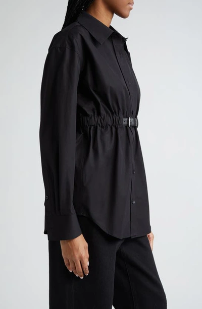 Shop Alexander Wang Belted Cotton Button-up Tunic In Black