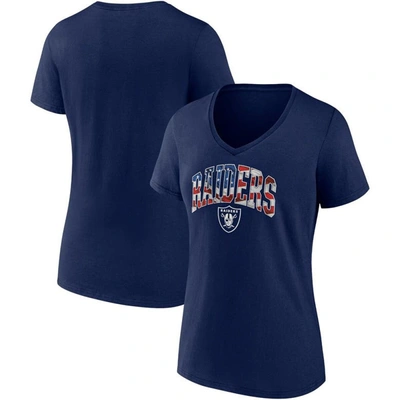 Shop Fanatics Branded Navy Las Vegas Raiders Team Banner Wave V-neck T-shirt