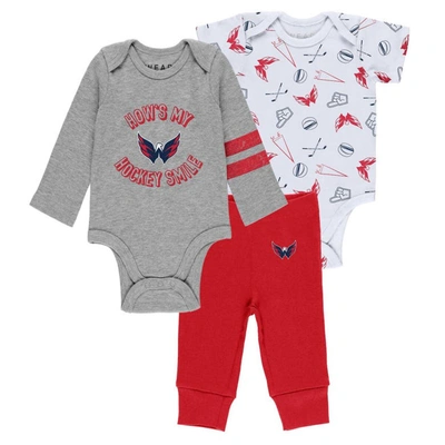 Shop Wear By Erin Andrews Newborn & Infant  Gray/white/red Washington Capitals Three-piece Turn Me Around