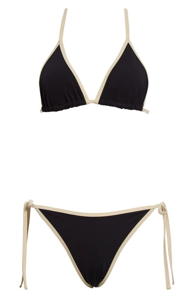 Totême Stripe Edge Bikini Bottoms In Black