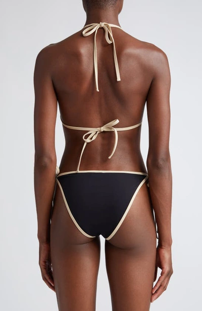 Shop Totême Toteme Stripe Edge Side Tie Bikini Bottoms In Black