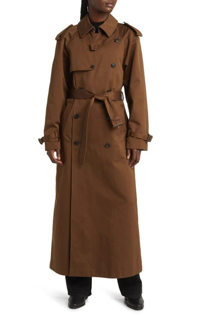 Shop Frame Wool Trench Coat In Brown