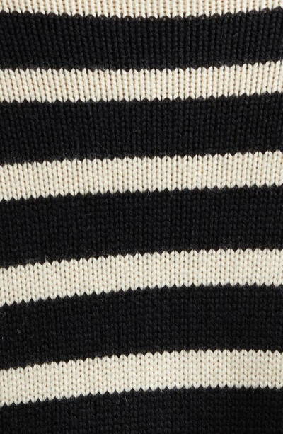 Shop Totême Stripe Wool Blend Turtleneck Sweater In Black Stripe