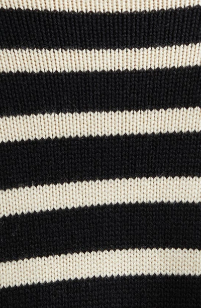 Totême Toteme Striped Wool Cotton Turtleneck In Black Stripe