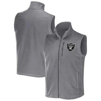 Shop Nfl X Darius Rucker Collection By Fanatics Gray Las Vegas Raiders Polar Fleece Full-zip Vest