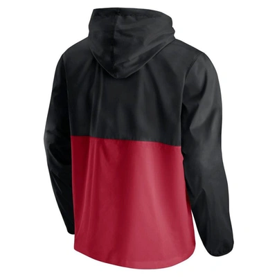 Shop Fanatics Branded Black/red Miami Heat Anorak Block Party Windbreaker Half-zip Hoodie Jacket