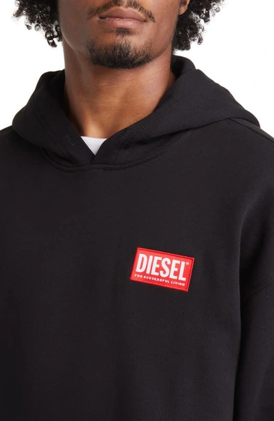 Shop Diesel Label Cotton Hoodie In Black