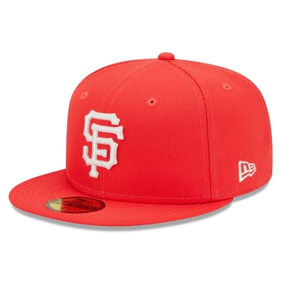 Shop New Era Red San Francisco Giants Lava Highlighter Logo 59fifty Fitted Hat