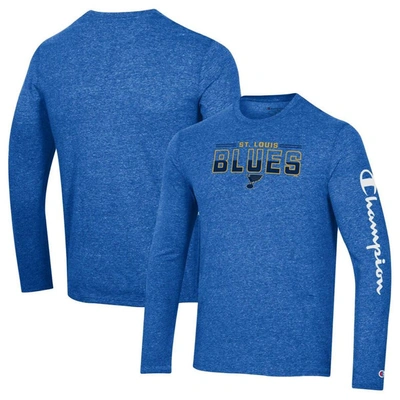 Shop Champion Heather Royal St. Louis Blues Tri-blend Long Sleeve T-shirt