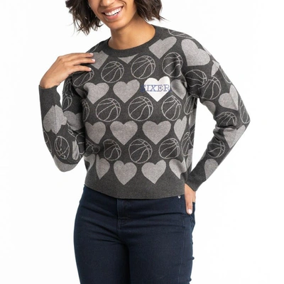 Shop Lusso Charcoal Philadelphia 76ers Basketball Love Swarovski Crystal Intarsia Pullover Sweater
