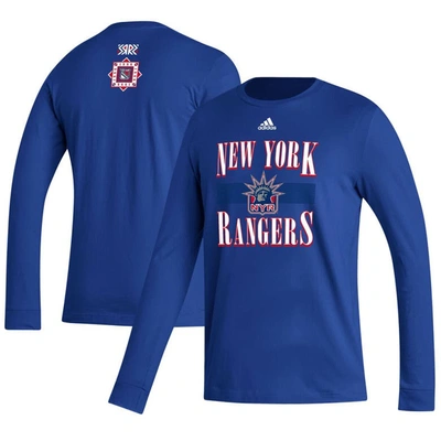 Shop Adidas Originals Adidas Royal New York Rangers Reverse Retro 2.0 Fresh Playmaker Long Sleeve T-shirt