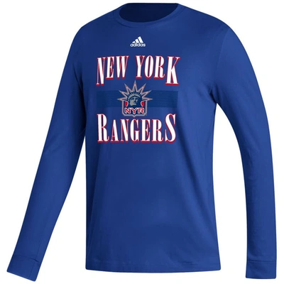 Shop Adidas Originals Adidas Royal New York Rangers Reverse Retro 2.0 Fresh Playmaker Long Sleeve T-shirt