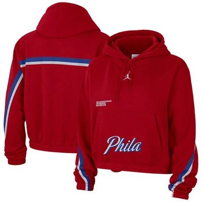 Shop Jordan Brand Red Philadelphia 76ers Courtside Statement Edition Pullover Hoodie