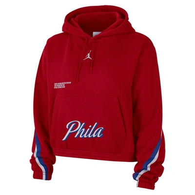Shop Jordan Brand Red Philadelphia 76ers Courtside Statement Edition Pullover Hoodie