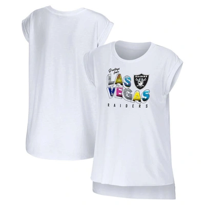 Shop Wear By Erin Andrews White Las Vegas Raiders Greetings From Muscle T-shirt