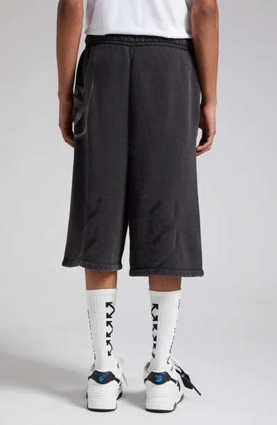 Shop Off-white S.matthew Oversize Graphic Sweat Shorts In Black Grey