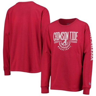 Shop Champion Youth  Crimson Alabama Crimson Tide Basketball Long Sleeve T-shirt