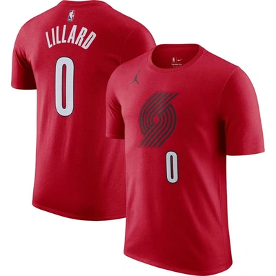 Shop Jordan Brand Damian Lillard Red Portland Trail Blazers 2022/23 Statement Edition Name & Number T-shi