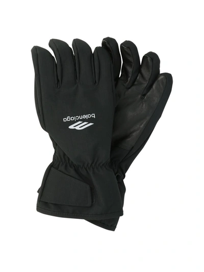 Shop Balenciaga "3b Sports Icon" Ski Gloves In Black
