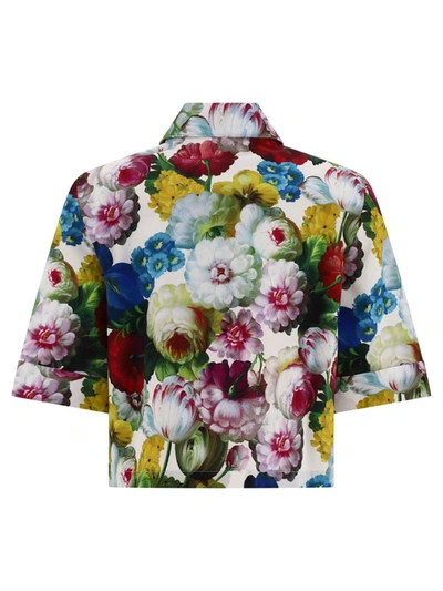 Shop Dolce & Gabbana Shirt With Nocturnal Flower Print In White