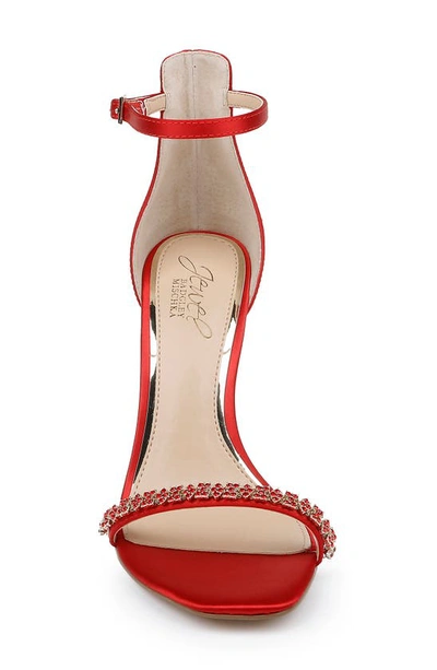 Jewel Badgley Mischka Adriane Jeweled Strap Sandal In Red