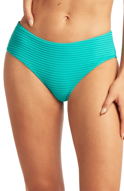 Shop Sea Level Textured Bikini Bottoms In Aqua