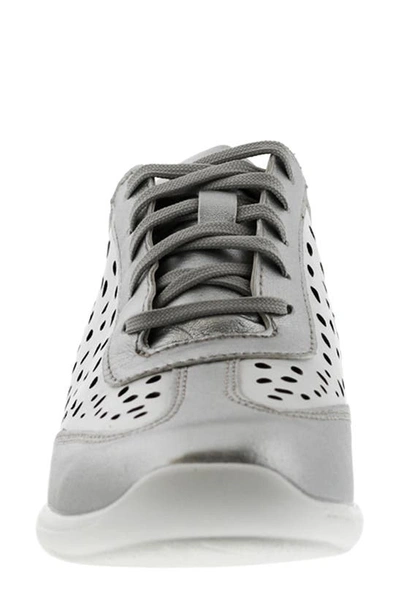 Shop Ros Hommerson Sealed Laser Cut Sneaker In White Silver Leather