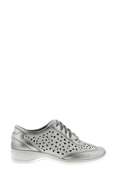 Shop Ros Hommerson Sealed Laser Cut Sneaker In White Silver Leather