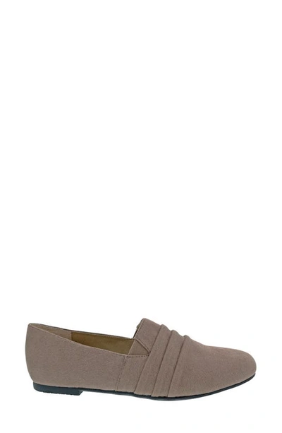 Shop Ros Hommerson Donut Ruched Flat In Stone Microsuede