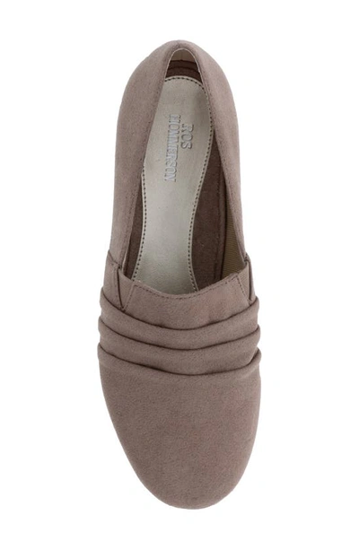 Shop Ros Hommerson Donut Ruched Flat In Stone Microsuede