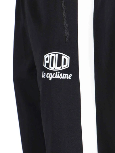 Polo Ralph Lauren Straight Trousers With Elastic Waistband And Side Stripe In Black