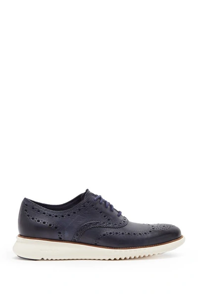 Shop Cole Haan 2.zerogrand Wingtip Oxford In Navy Leather/ivory