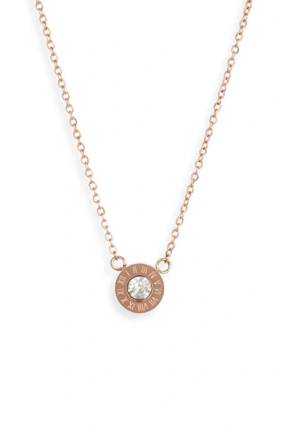Shop Knotty Roman Numerals Pendant Necklace In Rose Gold