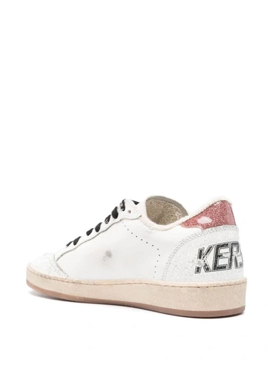 Shop Golden Goose Sneakers In White/peach