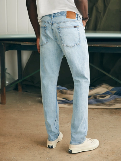 Shop Faherty Organic Cotton Slim Straight Denim (32" Inseam) Pants In Somerset Blue