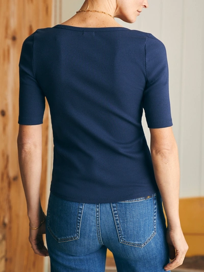 Shop Faherty Freestyle Rib Knit T-shirt In Navy