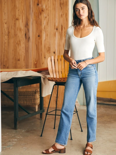 Shop Faherty Freestyle Rib Knit T-shirt In Egret