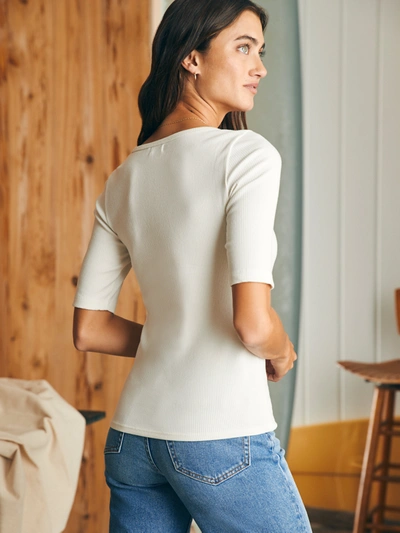 Shop Faherty Freestyle Rib Knit T-shirt In Egret